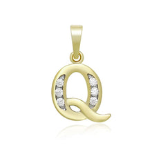 Load image into Gallery viewer, 14 K Gold Plated name initials pendant with white zirconium - BIJUNET
