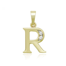 Load image into Gallery viewer, 14 K Gold Plated name initials pendant with white zirconium - BIJUNET