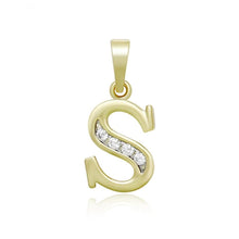 Load image into Gallery viewer, 14 K Gold Plated name initials pendant with white zirconium - BIJUNET