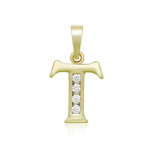 Load image into Gallery viewer, 14 K Gold Plated name initials pendant with white zirconium - BIJUNET