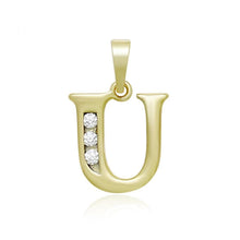 Load image into Gallery viewer, 14 K Gold Plated name initials pendant with white zirconium - BIJUNET
