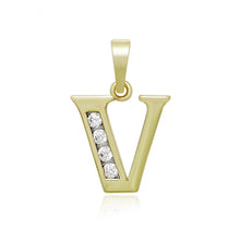 Load image into Gallery viewer, 14 K Gold Plated name initials pendant with white zirconium - BIJUNET