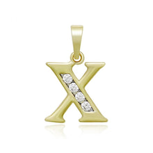 Load image into Gallery viewer, 14 K Gold Plated name initials pendant with white zirconium - BIJUNET