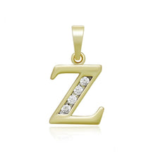Load image into Gallery viewer, 14 K Gold Plated name initials pendant with white zirconium - BIJUNET