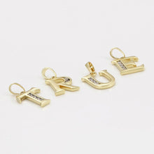 Load image into Gallery viewer, 14 K Gold Plated name initials pendant with white zirconium - BIJUNET