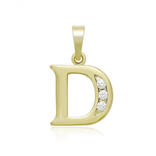 Load image into Gallery viewer, 14 K Gold Plated name initials pendant with white zirconium - BIJUNET