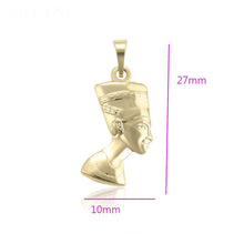 Charger l'image dans la galerie, 14 K Gold Plated Nefertiti pendant with white zirconium - BIJUNET