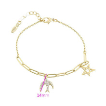 Load image into Gallery viewer, 14 K Gold Plated peace bracelet with white zirconium - BIJUNET