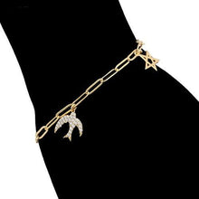 Load image into Gallery viewer, 14 K Gold Plated peace bracelet with white zirconium - BIJUNET