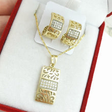 Load image into Gallery viewer, 14 K Gold Plated pendant and earrings set with white zirconium - BIJUNET