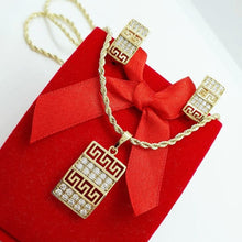 Load image into Gallery viewer, 14 K Gold Plated pendant and earrings set with white zirconium - BIJUNET