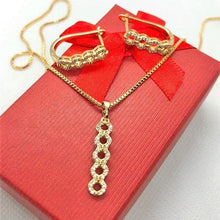 Load image into Gallery viewer, 14 K Gold Plated pendant and earrings set with white zirconium - BIJUNET