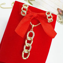 Load image into Gallery viewer, 14 K Gold Plated pendant and earrings set with white zirconium - BIJUNET