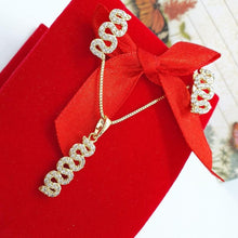 Load image into Gallery viewer, 14 K Gold Plated pendant and earrings set with white zirconium - BIJUNET