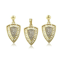 Load image into Gallery viewer, 14 K Gold Plated pendant and earrings set with white zirconium - BIJUNET