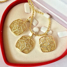 Load image into Gallery viewer, 14 K Gold Plated pendant and earrings set with white zirconium - BIJUNET