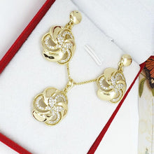Load image into Gallery viewer, 14 K Gold Plated pendant and earrings set with white zirconium - BIJUNET