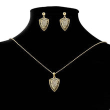 Load image into Gallery viewer, 14 K Gold Plated pendant and earrings set with white zirconium - BIJUNET