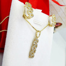 Load image into Gallery viewer, 14 K Gold Plated pendant and earrings set with white zirconium - BIJUNET
