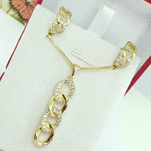 Load image into Gallery viewer, 14 K Gold Plated pendant and earrings set with white zirconium - BIJUNET