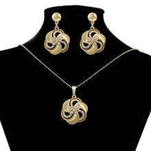 Load image into Gallery viewer, 14 K Gold Plated pendant and earrings set with white zirconium - BIJUNET