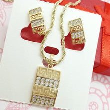 Load image into Gallery viewer, 14 K Gold Plated pendant and earrings set with white zirconium - BIJUNET