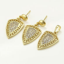 Load image into Gallery viewer, 14 K Gold Plated pendant and earrings set with white zirconium - BIJUNET