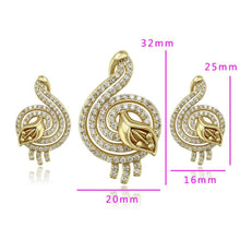 Charger l'image dans la galerie, 14 K Gold Plated pendant and earrings set with white zirconium - BIJUNET