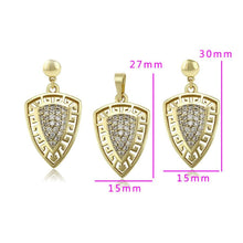 Load image into Gallery viewer, 14 K Gold Plated pendant and earrings set with white zirconium - BIJUNET
