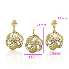 Load image into Gallery viewer, 14 K Gold Plated pendant and earrings set with white zirconium - BIJUNET