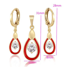 Load image into Gallery viewer, 14 K Gold Plated pendant and earrings set with white zirconium - BIJUNET