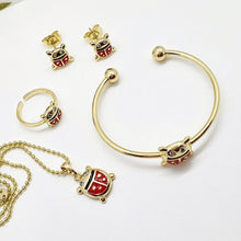 Load image into Gallery viewer, 14 K Gold Plated pendant, ring, bracelet and earrings set with white zirconium - BIJUNET