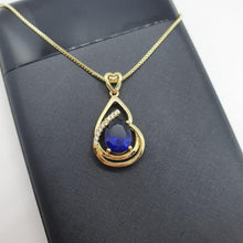 Load image into Gallery viewer, 14 K Gold Plated pendant with blue zirconium - BIJUNET