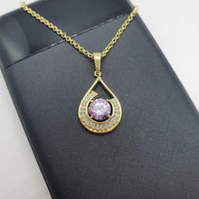 Load image into Gallery viewer, 14 K Gold Plated pendant with purple zirconium - BIJUNET