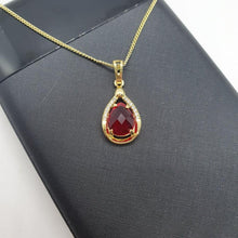 Load image into Gallery viewer, 14 K Gold Plated pendant with red zirconium - BIJUNET