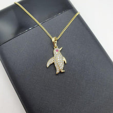 Load image into Gallery viewer, 14 K Gold Plated penguin pendant with white zirconium - BIJUNET
