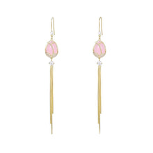 Load image into Gallery viewer, 14 K Gold Plated pink Tulip earrings with white zirconium - BIJUNET