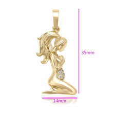 Load image into Gallery viewer, 14 K Gold Plated Pregnant Woman pendant with white zirconium - BIJUNET