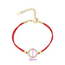 Cargar imagen en el visor de la galería, 14 K Gold Plated red string bracelet with white zirconium - BIJUNET