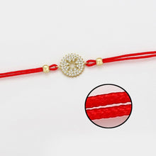 Charger l'image dans la galerie, 14 K Gold Plated red string bracelet with white zirconium - BIJUNET