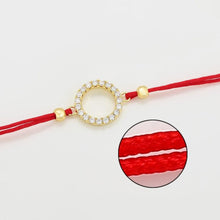 Cargar imagen en el visor de la galería, 14 K Gold Plated red string bracelet with white zirconium - BIJUNET