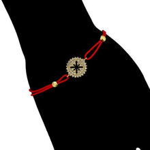 Charger l'image dans la galerie, 14 K Gold Plated red string bracelet with white zirconium - BIJUNET