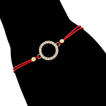 Cargar imagen en el visor de la galería, 14 K Gold Plated red string bracelet with white zirconium - BIJUNET