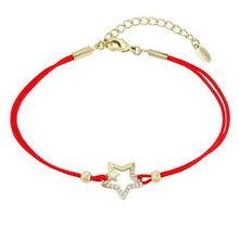Charger l'image dans la galerie, 14 K Gold Plated red string star bracelet with white zirconium - BIJUNET