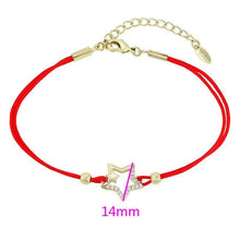 Charger l'image dans la galerie, 14 K Gold Plated red string star bracelet with white zirconium - BIJUNET
