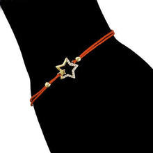 Charger l'image dans la galerie, 14 K Gold Plated red string star bracelet with white zirconium - BIJUNET