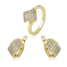 Load image into Gallery viewer, 14 K Gold Plated ring and earrings set with white zirconium - BIJUNET