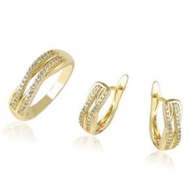 Load image into Gallery viewer, 14 K Gold Plated ring and earrings set with white zirconium - BIJUNET