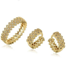 Load image into Gallery viewer, 14 K Gold Plated ring and earrings set with white zirconium - BIJUNET