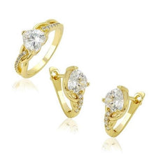 Load image into Gallery viewer, 14 K Gold Plated ring and earrings set with white zirconium - BIJUNET